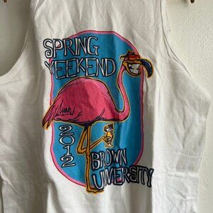 Old Brown university spring weekend tank top with flamingo, size M cotton T